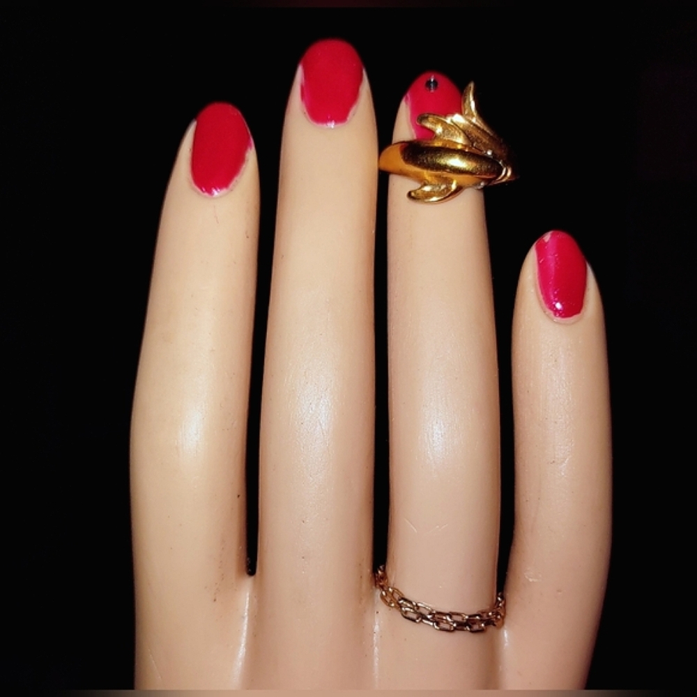Dolphin Ring  Gold Plated w/ CZ Eye Crystal Stone